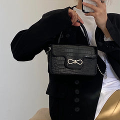 Vintage Crocodile Pattern Mini Crossbody Bag for Women