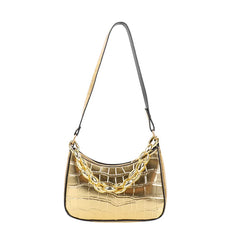 Vintage Crocodile Print Pu Shoulder Bag Woman Acrylic Chain Women's Handbag