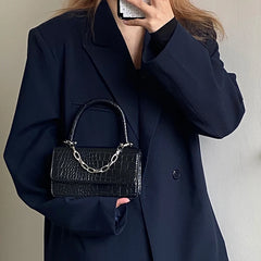 Vintage Crocodile Print Women Chain Crossbody Bag PU Leather Ladies