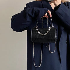 Vintage Crocodile Print Women Chain Crossbody Bag PU Leather Ladies
