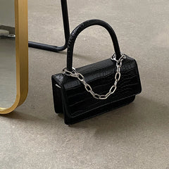 Vintage Crocodile Print Women Chain Crossbody Bag PU Leather Ladies