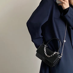 Vintage Crocodile Print Women Chain Crossbody Bag PU Leather Ladies