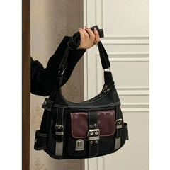 Vintage Crossbody Bag High PU Leather Shoulder Bag Tote Women's Hip Hop