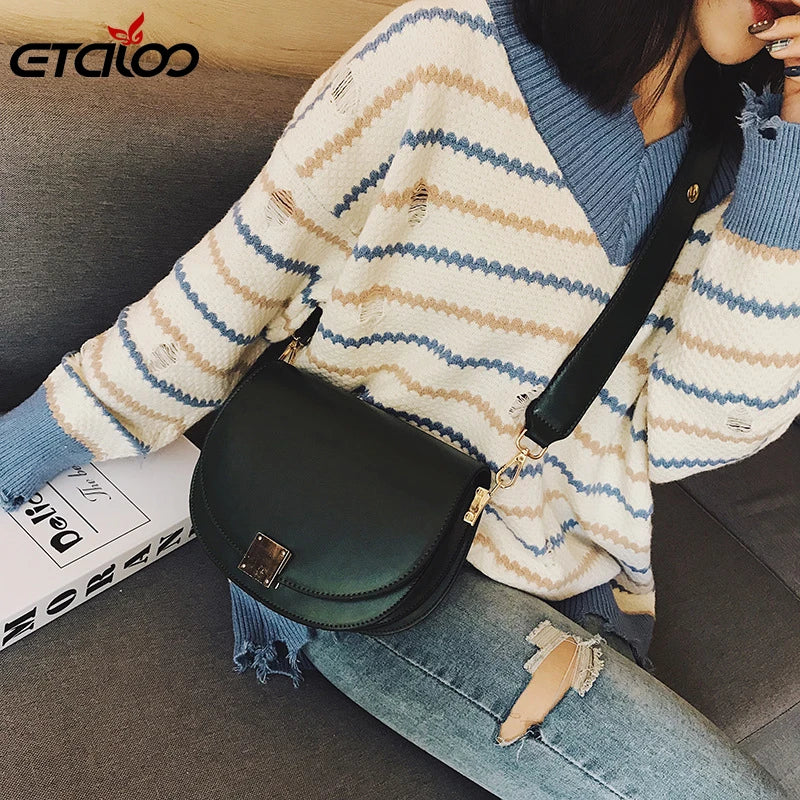 Vintage Crossbody Bags For Women Small Saddle Bag Leather Shoulder Bag