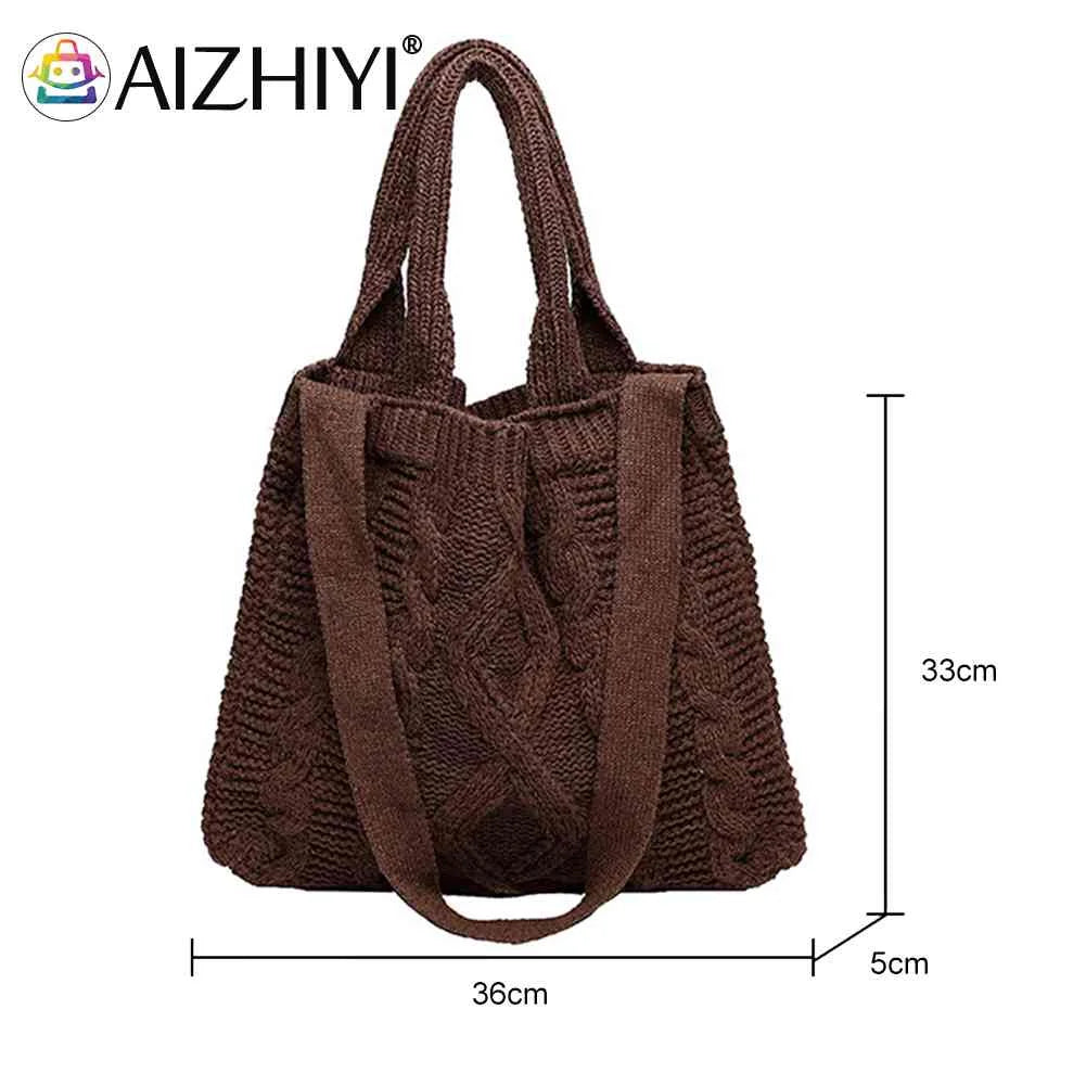 Vintage Knitted Crossbody Bag Large Capacity Solid Handbag