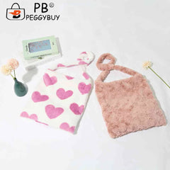 Vintage Crossbody Bag Soft Plush Tote Messenger Love Print Leopard