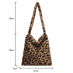 Vintage Crossbody Bag Love Print Leopard Plush Tote Messenger Bag