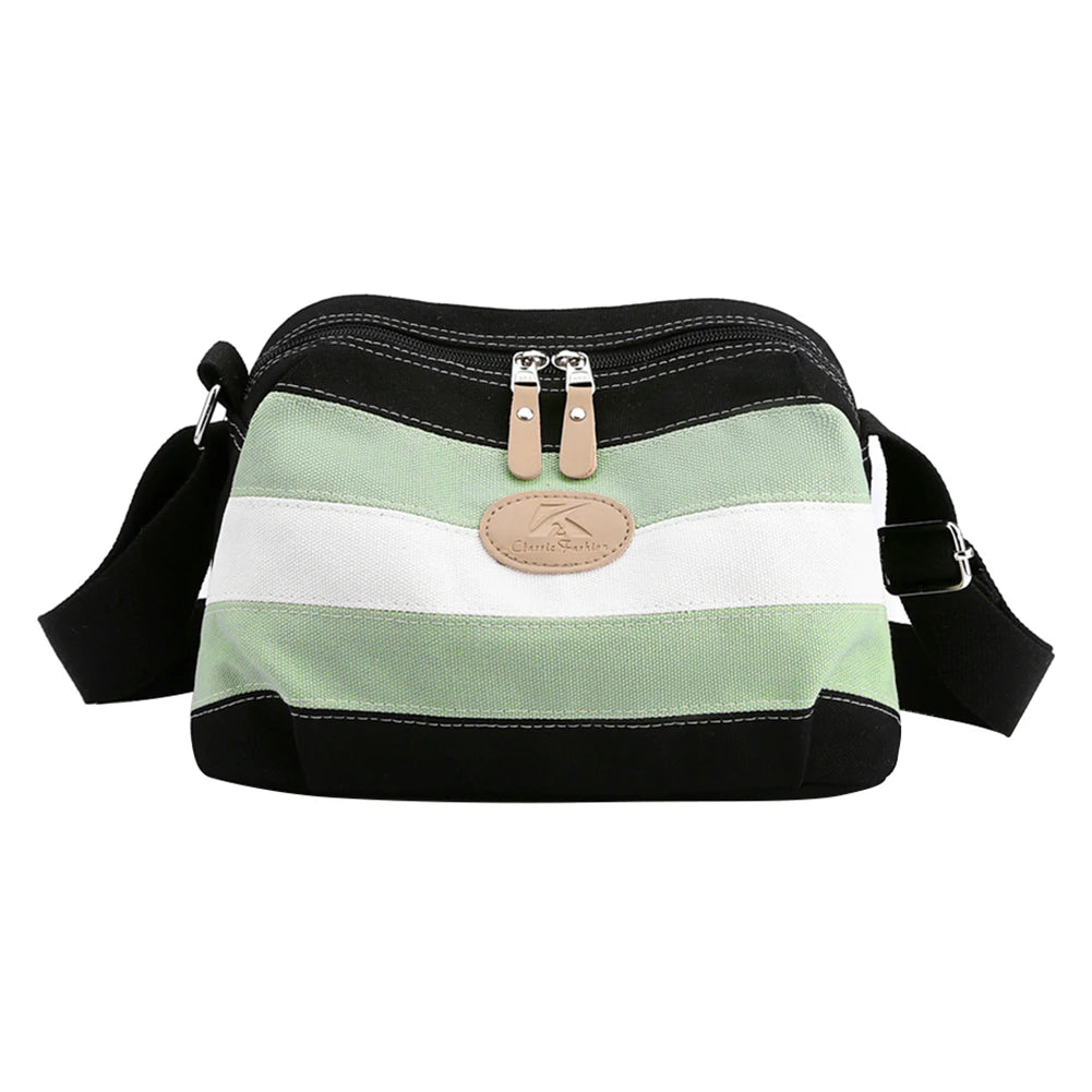 Vintage Crossbody Bags Striped Retro Shoulder Bag Small Square Zipper for Travel