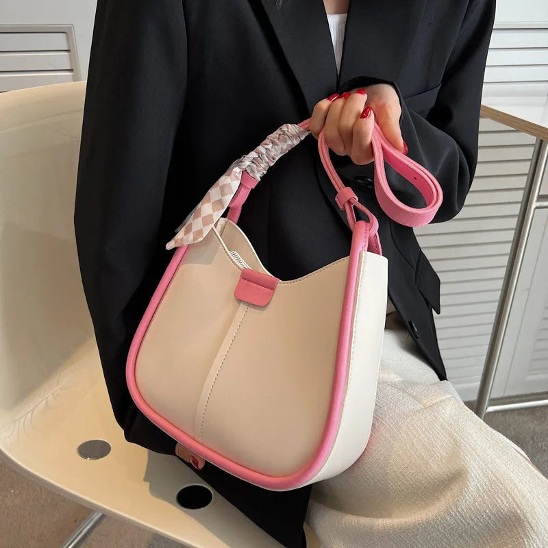 Vintage Crossbody Bags With Scarves PU Leather Shoulder Bag Women's Handbags
