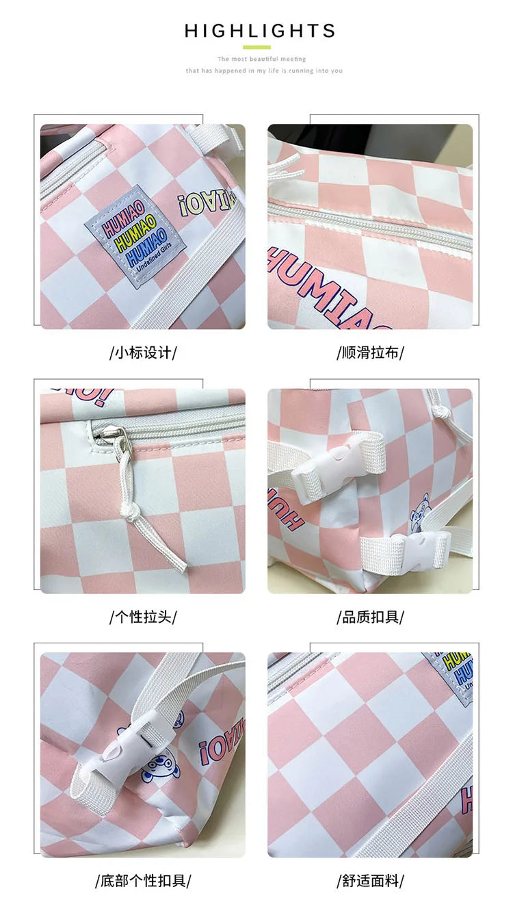 Vintage Crossbody Bag Harajuku Handbag Contrasting Plaid Shoulder Bag
