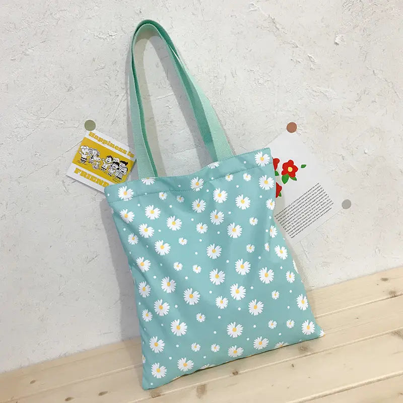Vintage Daisy Flower Women Nylon Shoulder Bags Casual Tote Student Girls Handbag