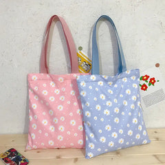 Vintage Daisy Flower Women Nylon Shoulder Bags Casual Tote Student Girls Handbag
