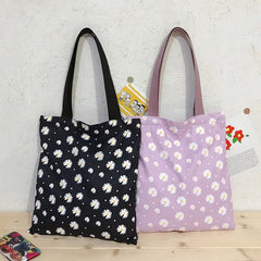 Vintage Daisy Flower Women Nylon Shoulder Bags Casual Tote Student Girls Handbag