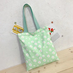 Vintage Daisy Flower Women Nylon Shoulder Bags Casual Tote Student Girls Handbag