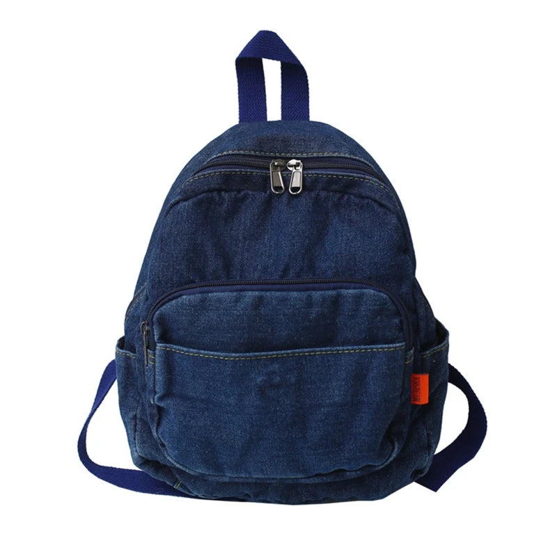 Vintage Denim Backpack Shoulder Bag for Teen Girls