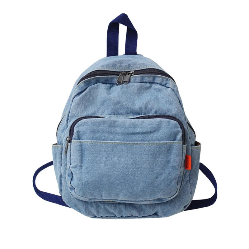 Vintage Denim Backpack Shoulder Bag for Teen Girls