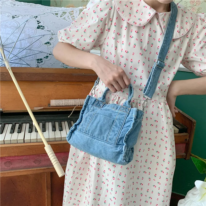 Vintage Denim Shoulder HandBag Travel Shopping Bag Cross Body