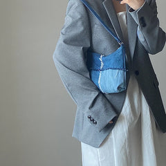 Vintage Denim Stitching Women Underarm Bag Ladies Large Shoulder Bags