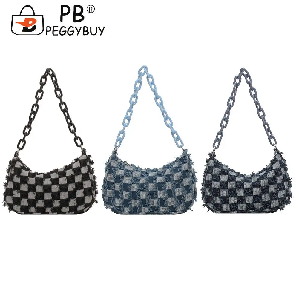Vintage Denim Women Shoulder Bag Small Tote Female Travel Underarm Handle