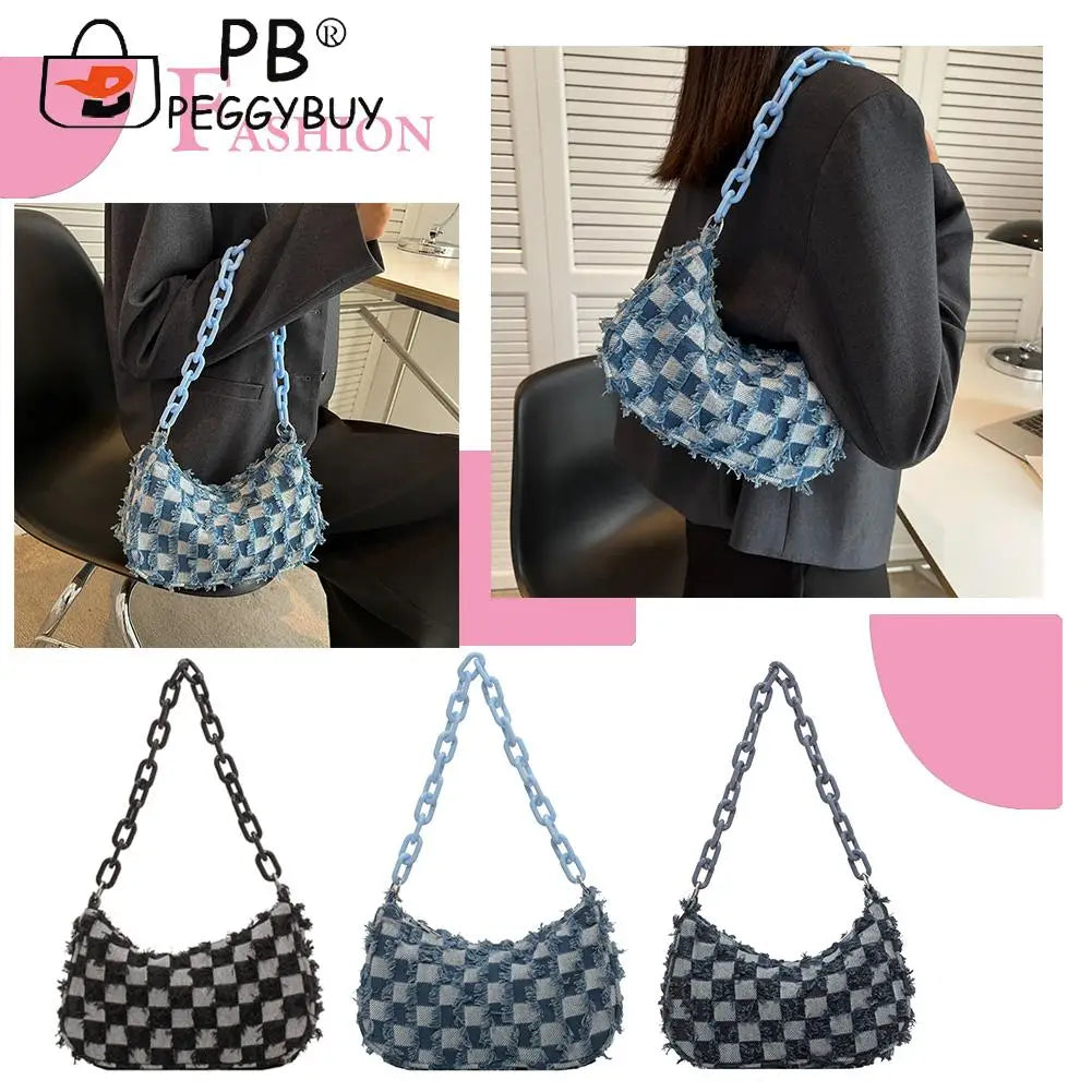 Vintage Denim Women Shoulder Bag Small Tote Female Travel Underarm Handle