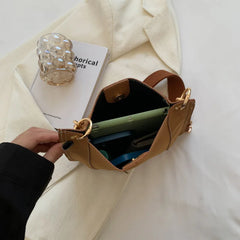Vintage Leather Shoulder Bag Wide Strap Lady Handbag