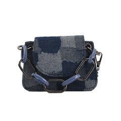 Vintage Denim Chain Crossbody Bag Small Shoulder Bag for Women