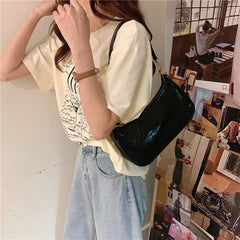 Vintage Crocodile Pattern Women Underarm Shoulder Bag