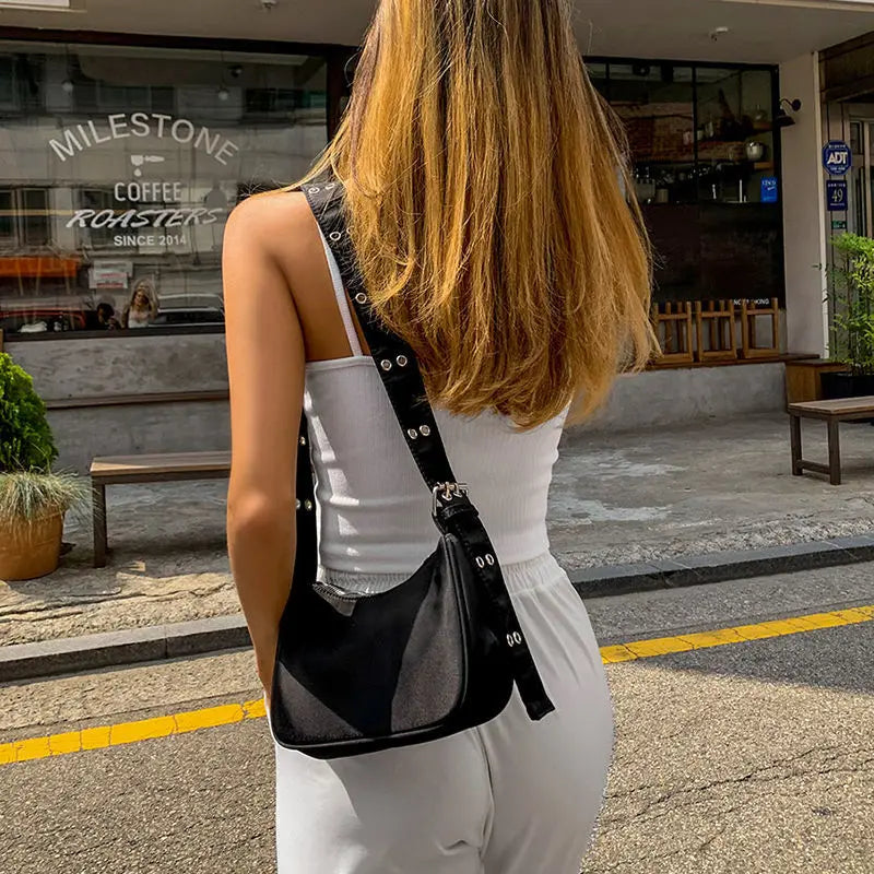 Vintage Women Buckle Nylon Shoulder Messenger Bags Female Handbags