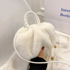 Vintage Plush Shoulder Crossbody Bag Winter Furry Shopper Totes Handbag