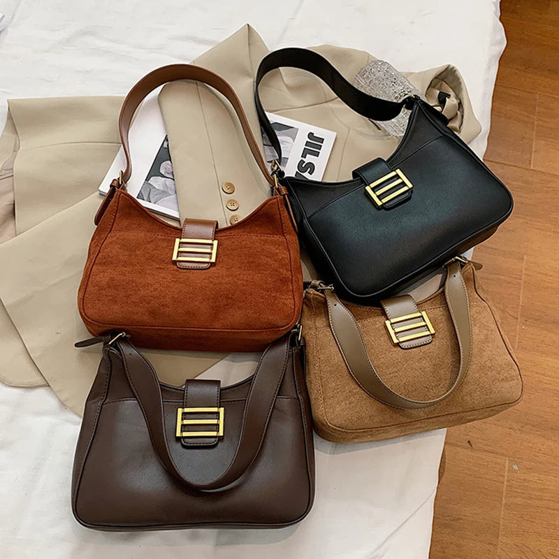 Vintage Women Shoulder Bag Ladies Underarm Bags Female PU Leather Handbags