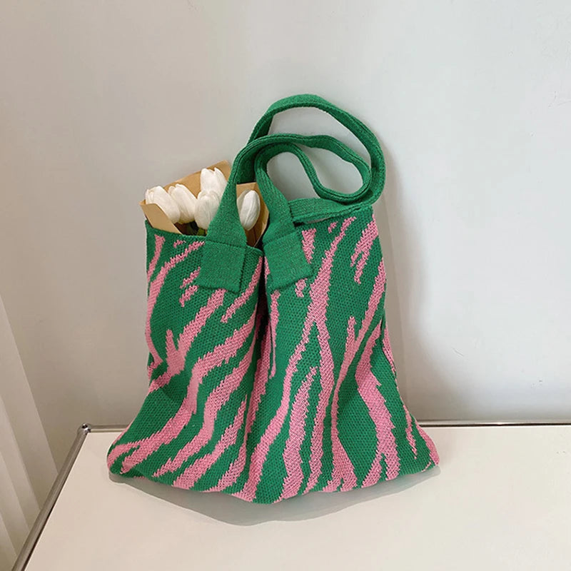Vintage Large Capacity Woolen Shoulder Bag for Women