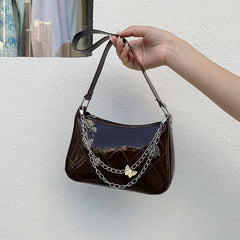 Vintage Diamond Lattice Crossbody Bag for Women Girl Butterfly Chain Pu Shoulder