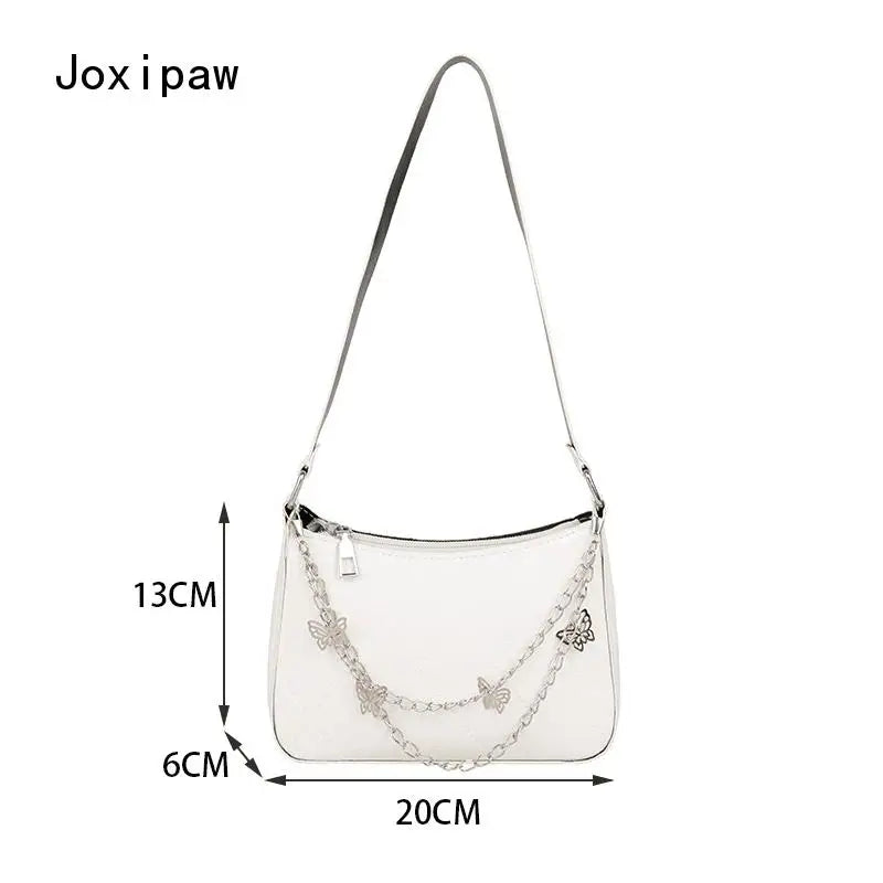 Vintage Diamond Lattice Crossbody Bag for Women Girl Butterfly Chain Pu Shoulder