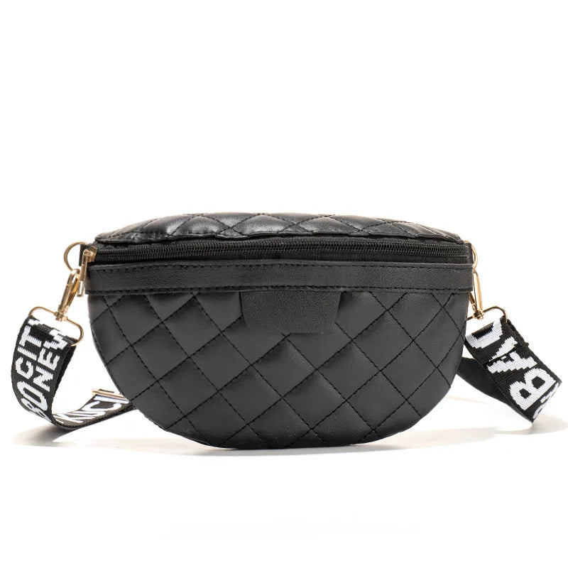 Vintage Diamond Lattice PU Leather Fanny Pack For Women Waist Bag