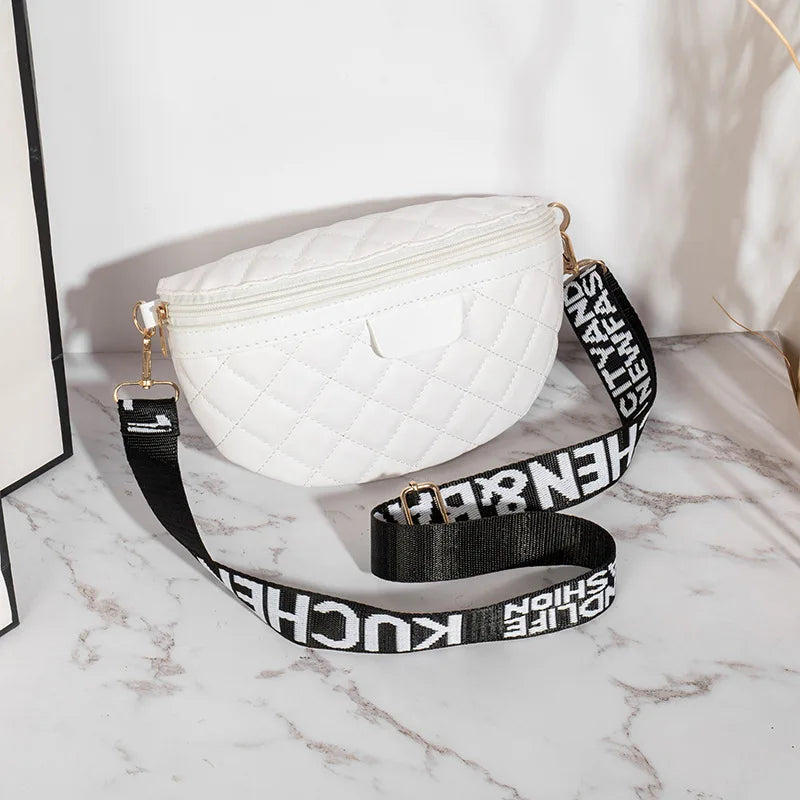 Vintage Diamond Lattice PU Leather Fanny Pack For Women Waist Bag