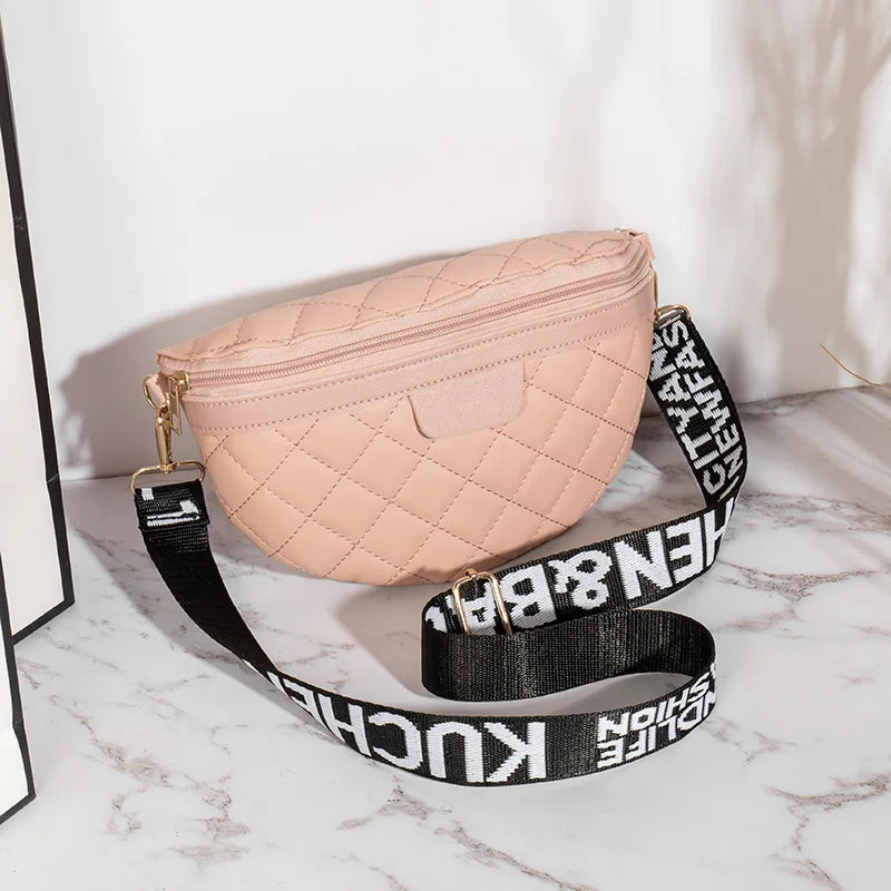 Vintage Diamond Lattice PU Leather Fanny Pack For Women Waist Bag