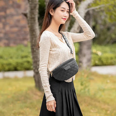 Vintage Diamond Lattice PU Leather Fanny Pack For Women Waist Bag