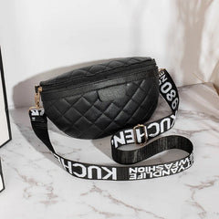 Vintage Diamond Lattice PU Leather Fanny Pack For Women Waist Bag