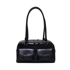 Vintage Double Flap Pocket Shoulder Bag for Women