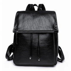 Vintage Drawstring Women Backpack Casual Student School Bag PU Leather Travel Ru