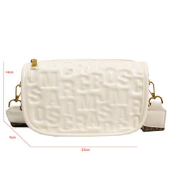 Vintage Embossed Half Moon Women Bag PU Leather Shoulder Bag