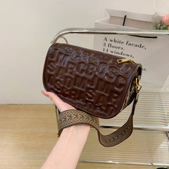 Vintage Embossed Half Moon Women Bag PU Leather Shoulder Bag