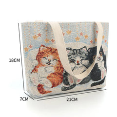Vintage Embroidery Canvas Tote Bag Women Flower Large Capacity Shoulder Bag