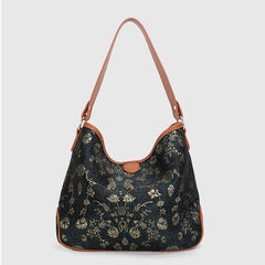Vintage Embroidery Flowers Large Tote Bag Women Shoulder Crossbody Bags