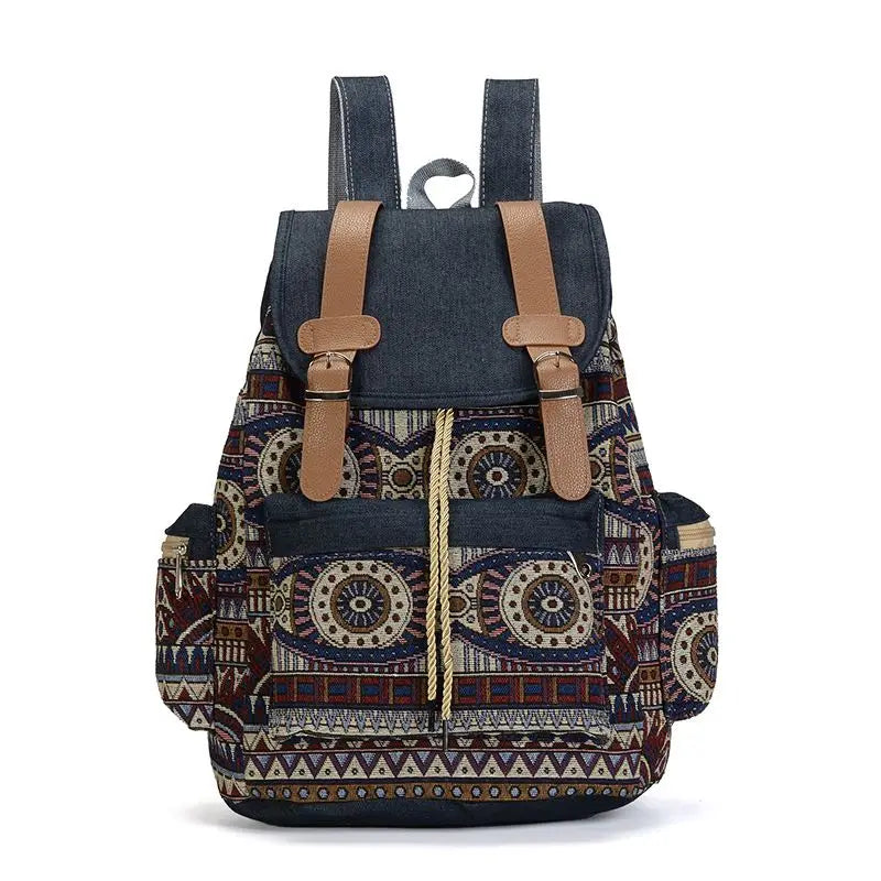 Vintage Ethnic Backpack Wearproof Teenager Girls Boys Canvas Bag Travel Bags