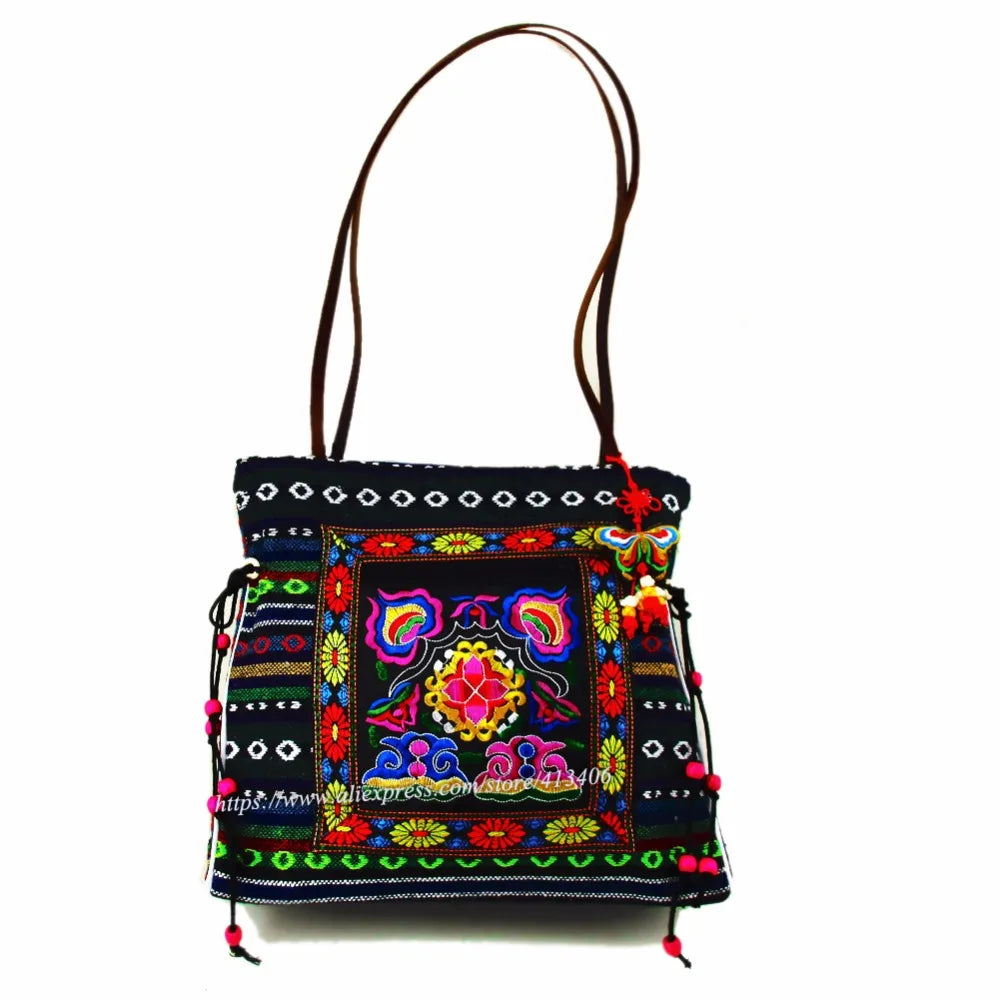 Vintage Ethnic Shoulder Hobo Hippie Embroidery Floral Cross Body Purse Bag