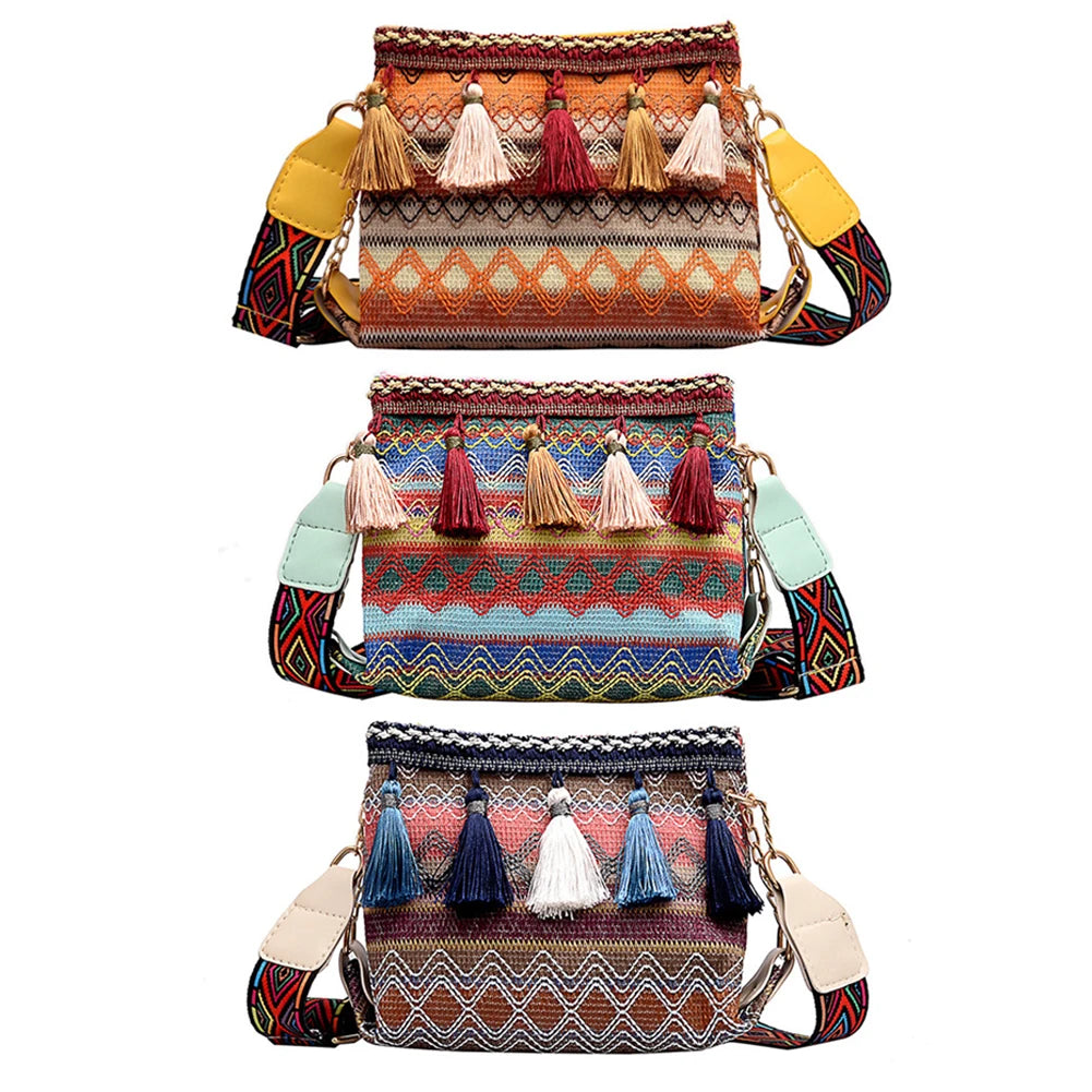 Vintage Ethnic Style Bucket Shoulder Bag for Travel