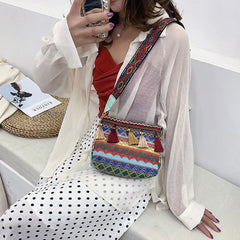 Vintage Ethnic Style Bucket Shoulder Bag for Travel