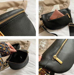 Vintage Fanny Pack Woman Banana Waist Bag Soft Leather