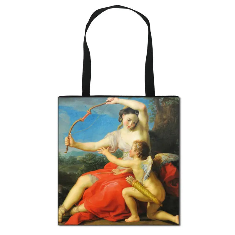 Vintage Fantasy Fairy Painting Women Handbag Canvas Shoulder Bag Totes Bag